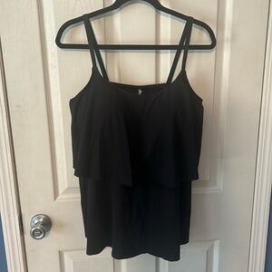 Lands End Black Tankini Top Size 14
